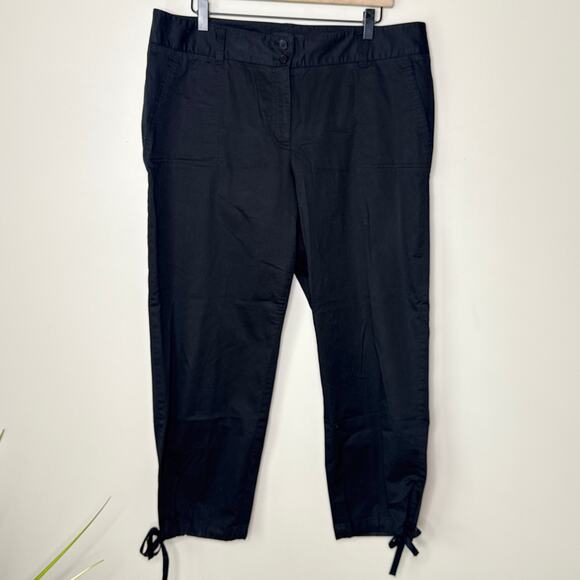 Talbots Women's Signature Stretch Black Tie Ankle Crop Pants Size 14 Casual Chic - Picture 1 of 9